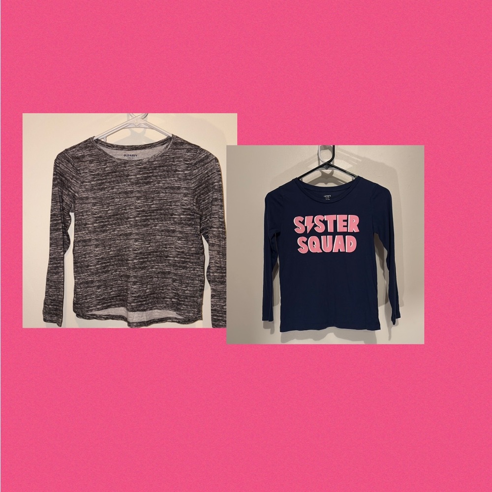 Carter's Blue and Pink Long Sleeve Tee Sister Squad